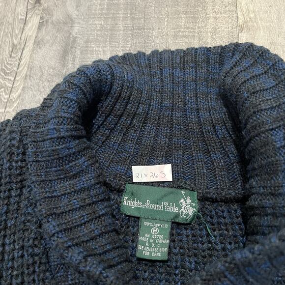VTG Knights Of The Round Table Striped Knit Shawl Collar Pull Over Mens Sweater - Picture 4 of 4